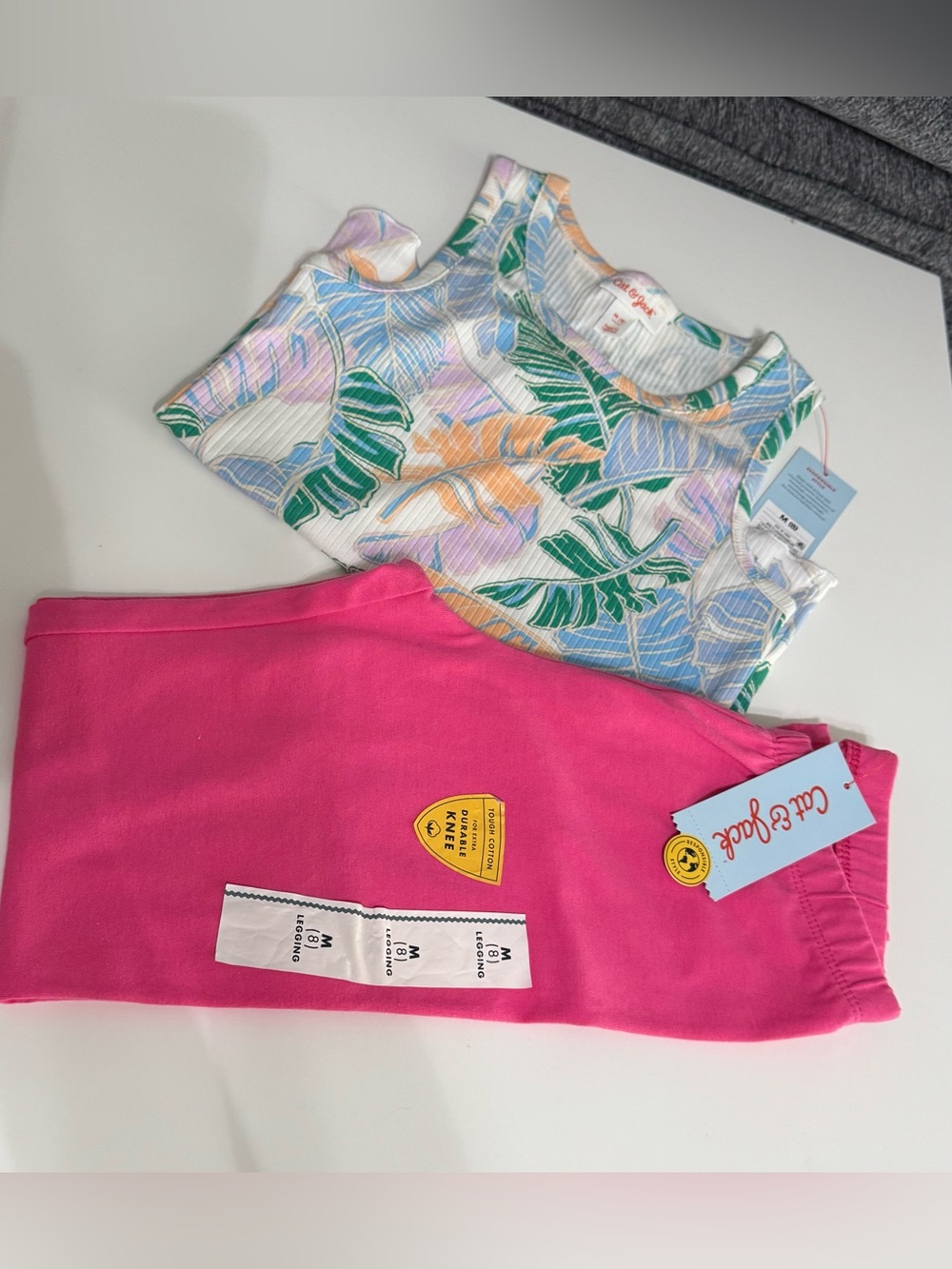 Cat & Jack Pink Leggings with Tropical Print Tank Set